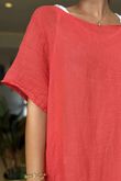 Pure Linen Jensen Two Piece Split Side Dress Small Watermelon